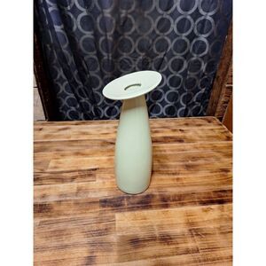 10' MCM Pottery Tilt Head Vase Modern Design Light Green‎ Avocado Vintage Decor